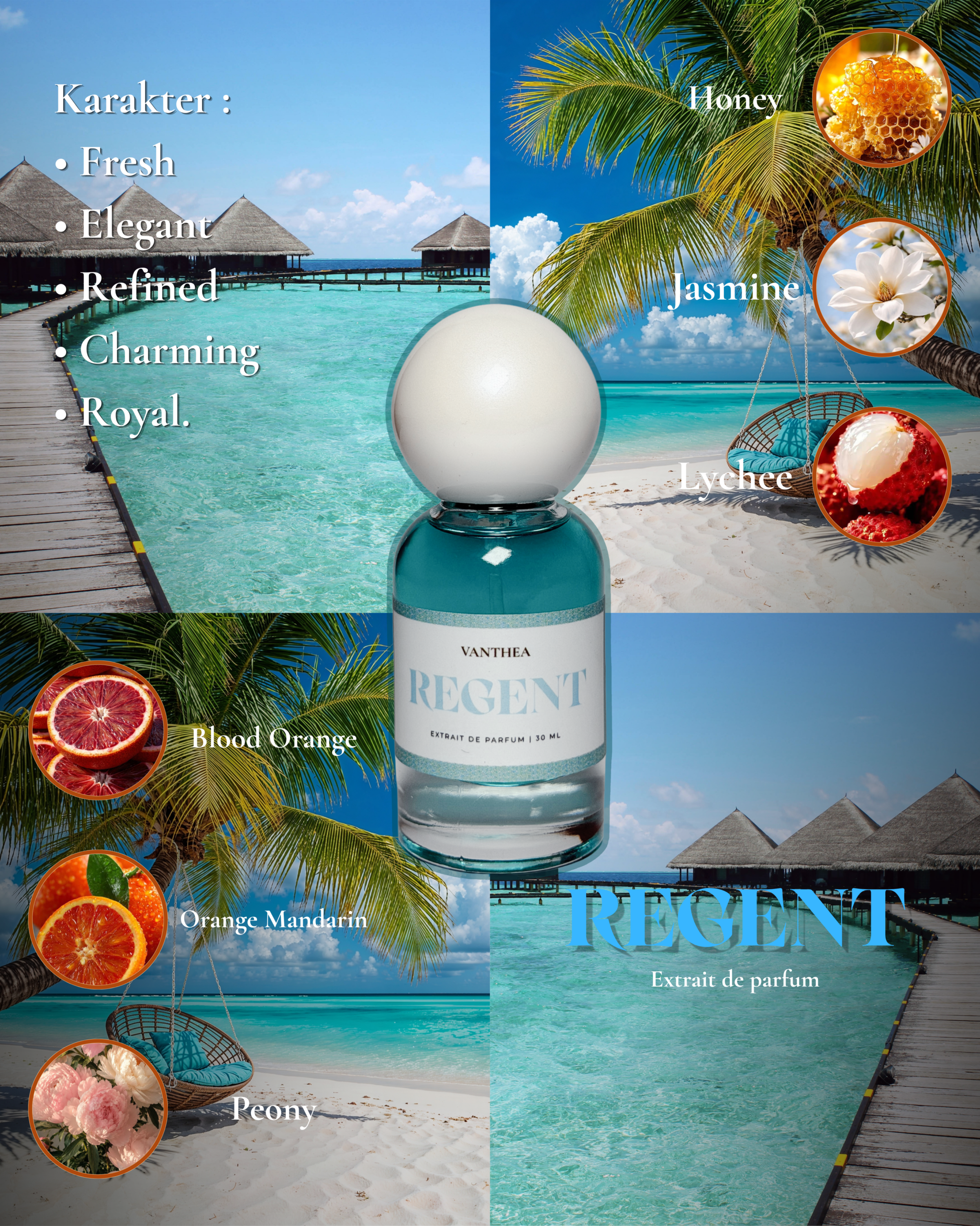Karakter Soft • Elegant • Feminine • Graceful • Timeless - 4 REGENT For Unisex - Extrait De parfum 30 ml